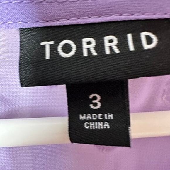 Torrid Chiffon Clip Dot Puff Sleeve Top Womens Plus 3X Purple Career Preppy - Picture 8 of 13